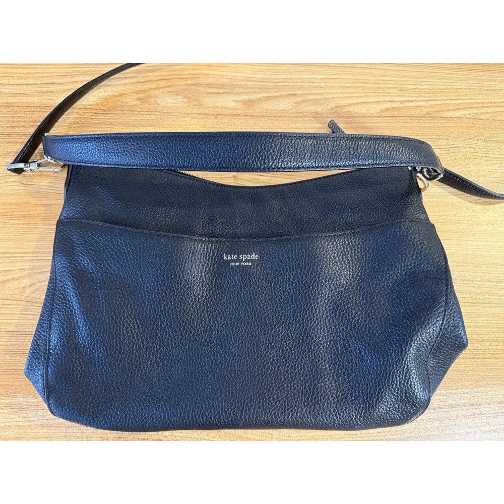 Kate Spade New York Black Pebbled Leather Shoulder Bag Polly Medium Crossbody - Picture 15 of 16